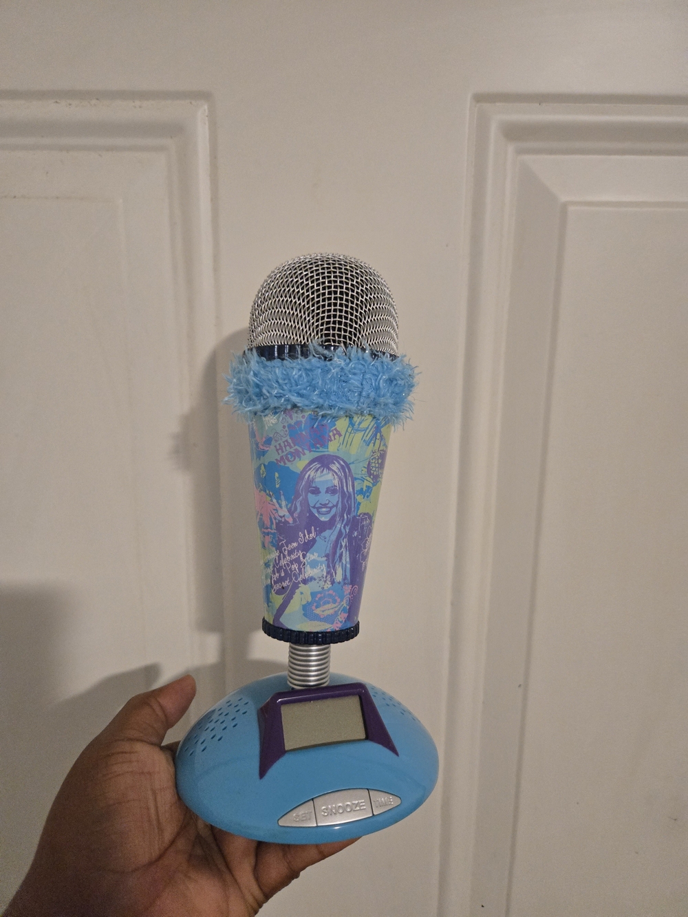 Kids Blue Portable Karaoke Microphone with Stand and LCD